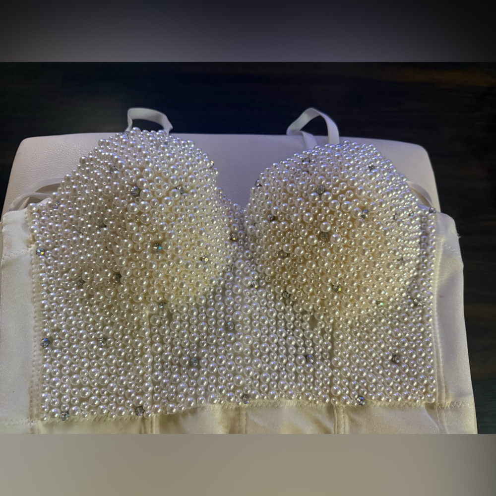 Windsor Pearl Embellished Bra - Cream